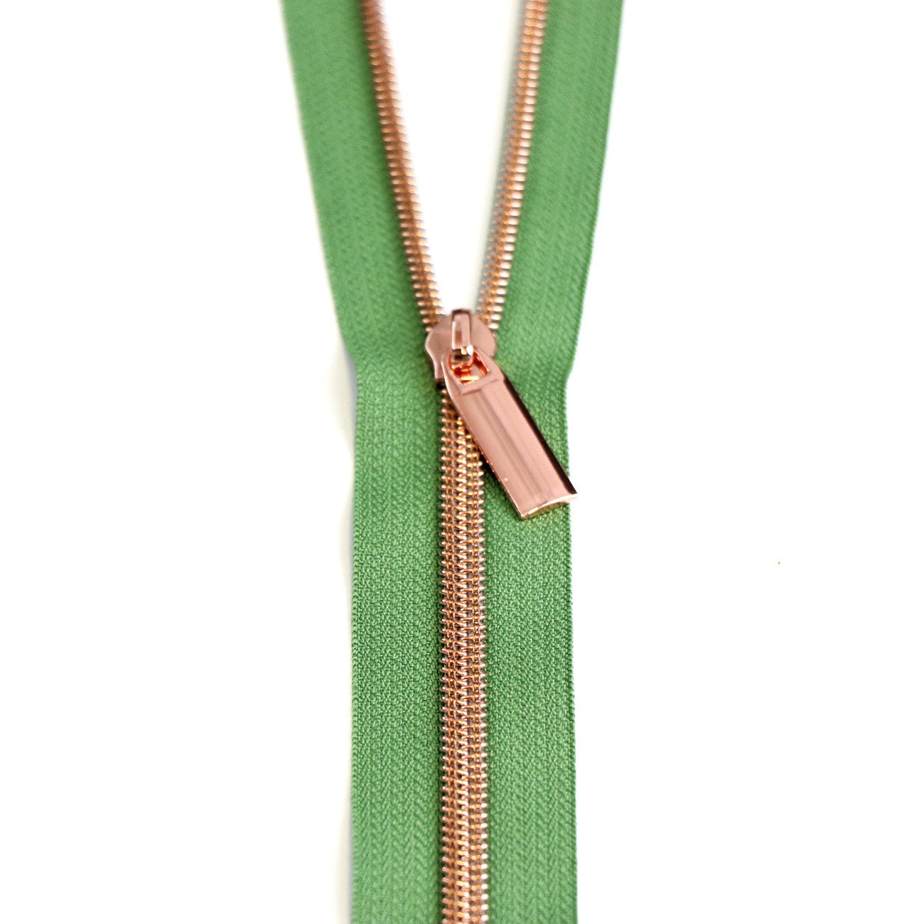 Magnolia #5 Nylon Rose Gold Coil Zippers: 3 Yards with 9 Pulls