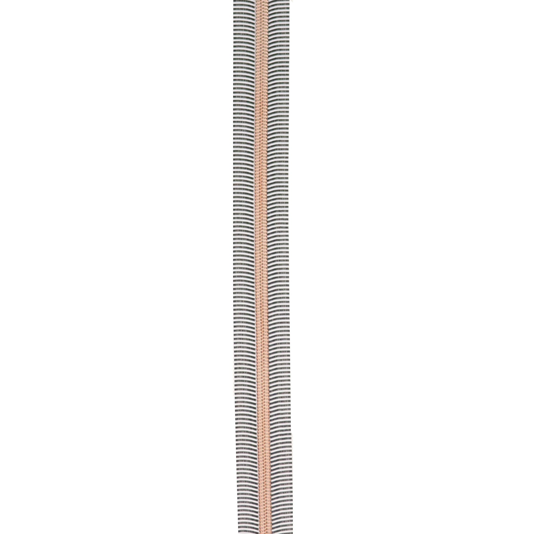 Black/White 5 Nylon Rose Gold Coil Zippers