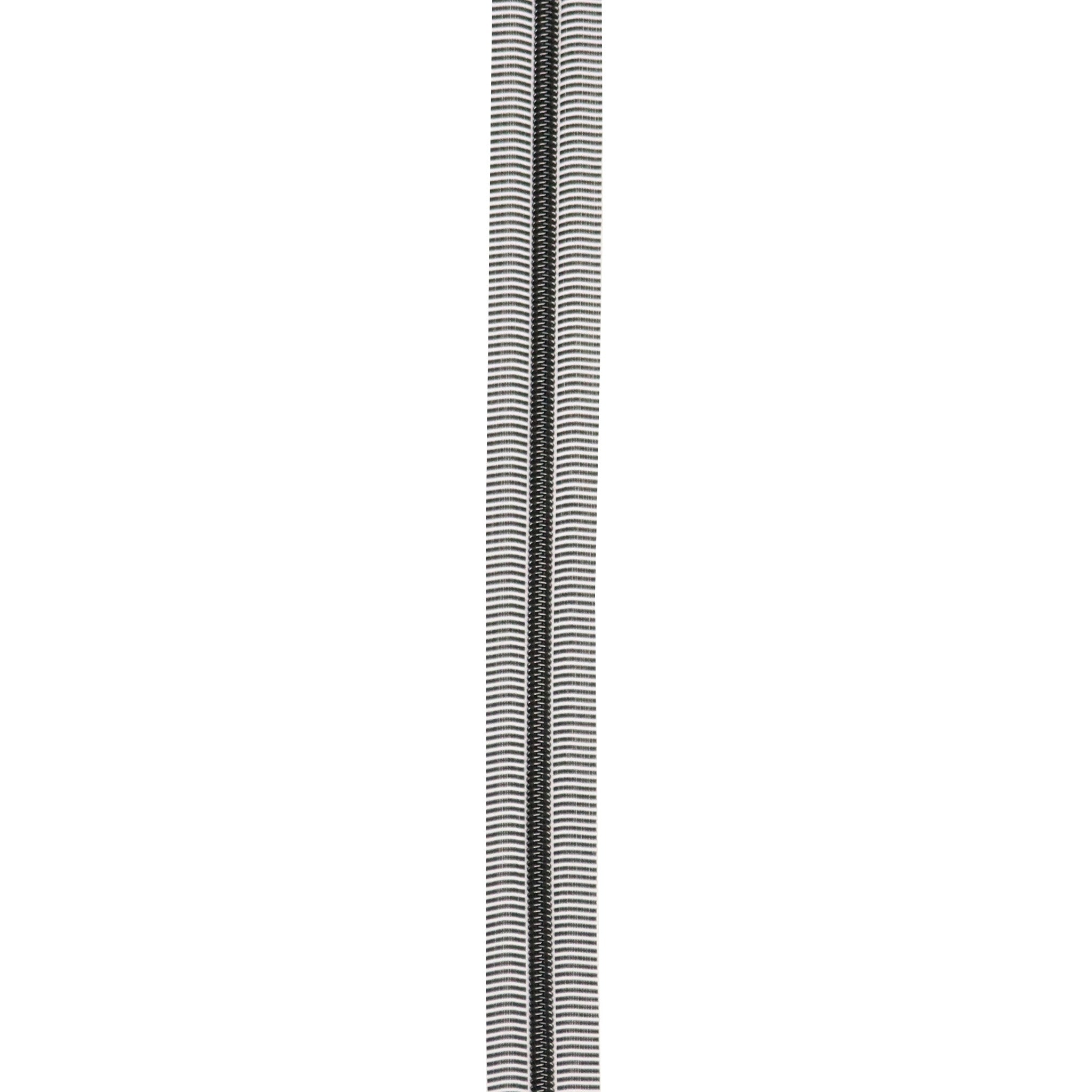Black/White 5 Nylon Gunmetal Coil Zippers