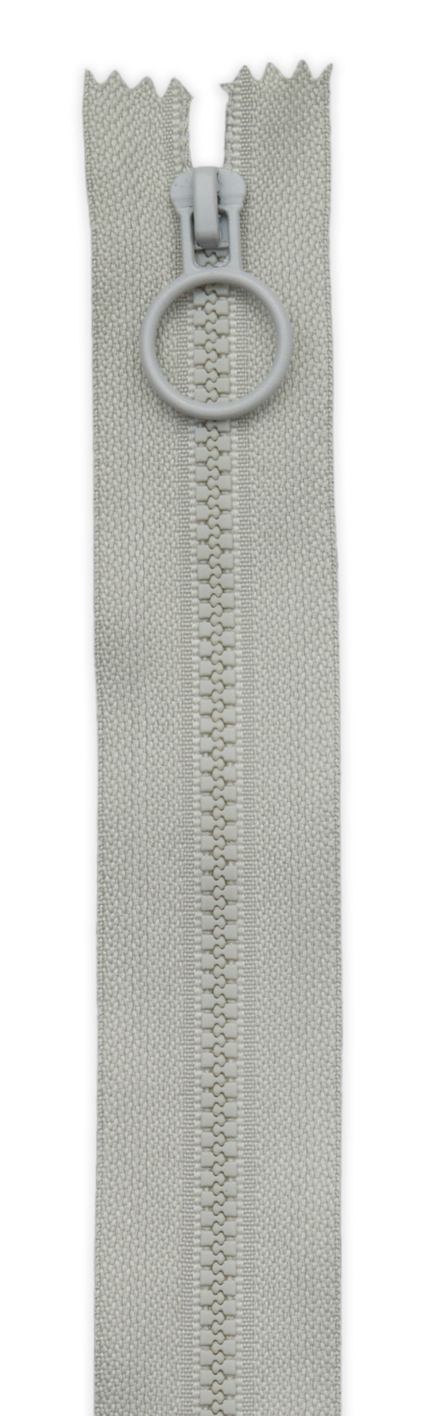 8in Gray Hoop Pull Zipper 2pk