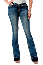 Grace in LA Women's Western 3D Horse Mid Rise Bootcut Jeans