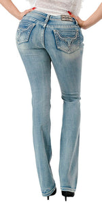 Grace in LA Women's Western 3D Steer Head Mid Rise Bootcut Jeans
