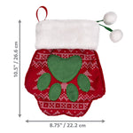 Holiday Paw Stocking Large – Festive Dog Stocking for Treats & Toys, Paw-Shaped, Polyester