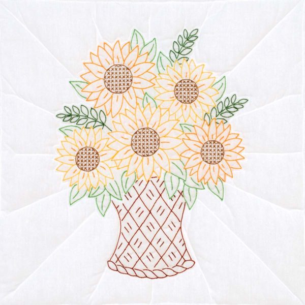 Basket of Sunflowers 18″ Quilt Blocks