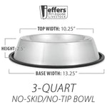 Jeffers No-Skid/No-Tip Stainless Steel Pet Bowls