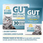 Pet’s Choice Gut Instincts Probiotic Supplement for Cats, Digestive & Immune Support, 30 Powder Packets, Made in USA